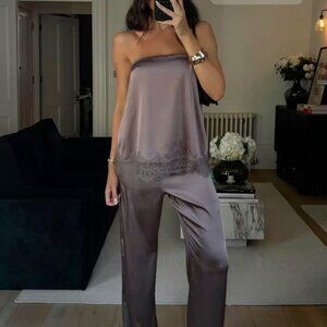 Zara Satin Effect Lace Top